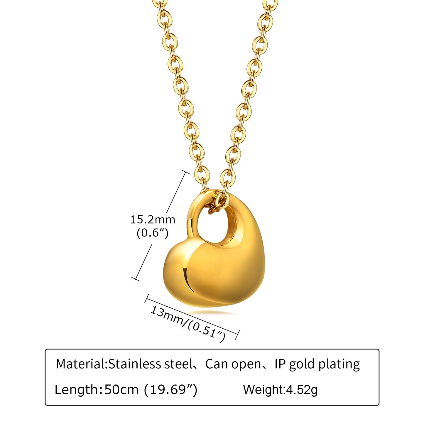 Stainless Steel Heart Urn Necklace for Women – Memorial Ashes Pendant Keepsake in Black / Gold / Silver – Gothic Vintage Cremation Jewelry PN-1627