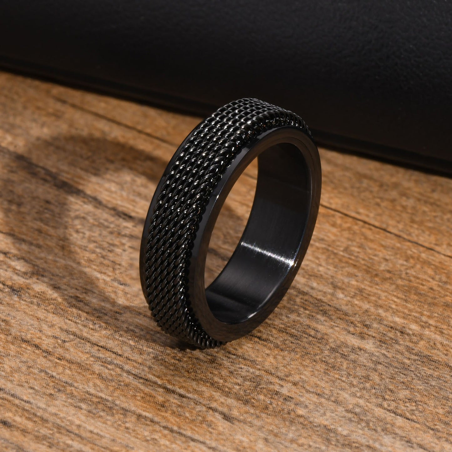 Stainless Steel Spinner Ring for Men – Chain Mesh Design | Fidget Band Ring R-664