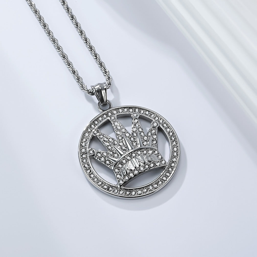 Kemstone Stainless Steel Crown Pendant Necklace for Men K-PT686