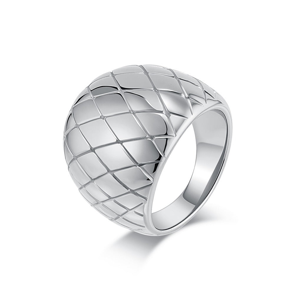 Geometric Mesh Stainless Steel Ring – Modern Artisan Design for Everyday Luxury and Timeless Expression K-R973