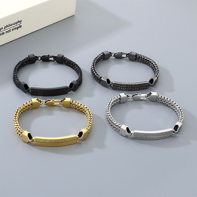 Kemstone Titanium Steel Dragonbone Chain Bracelet for Men – Vintage Bar Clasp Design K-B211234-KFC