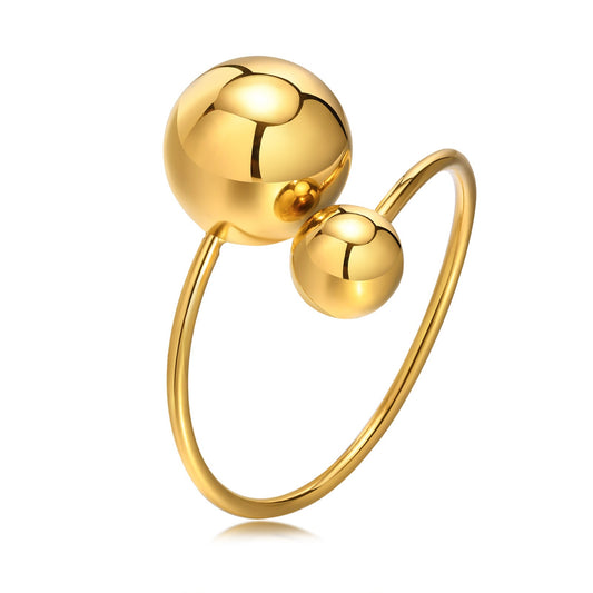 Elegante anillo ajustable de acero inoxidable con acabado dorado para mujer RC-536
