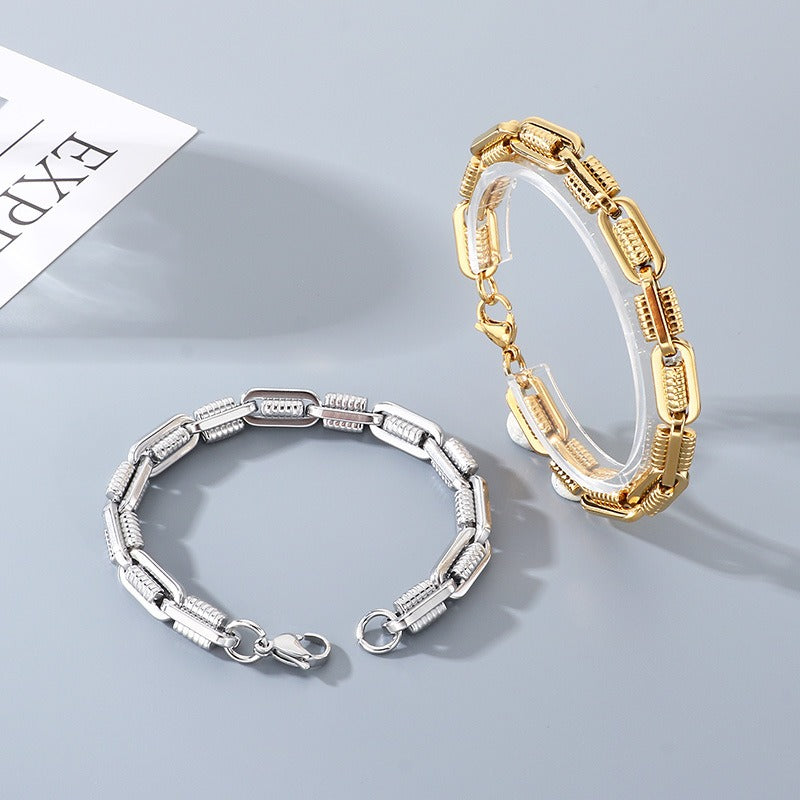 Kemstone Titanium Steel Mechanical Link Bracelet for Men KB209971-ZCG