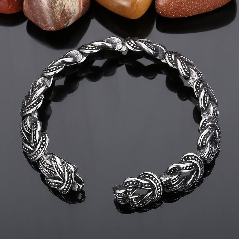 Pulsera punk Kemstone de acero y titanio negro mate - Diseño de puntos geométricos para hombre (ajustable) KB163101-KJX