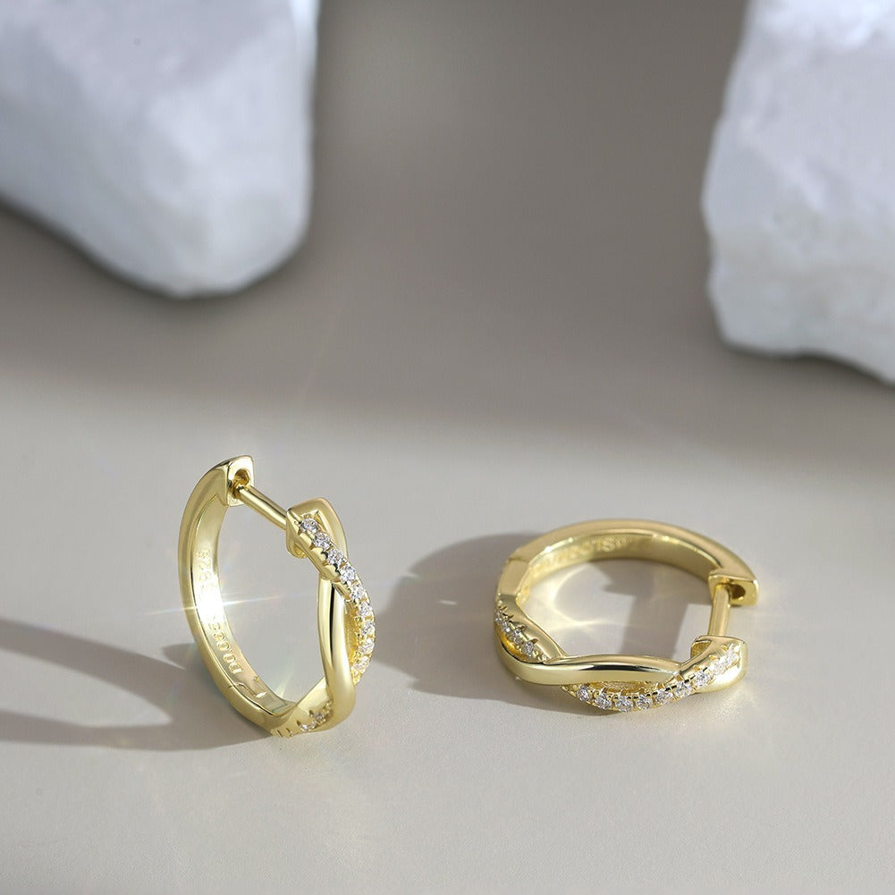 Kemstone Prong Set Moissanite Hoop Earrings for Women – 925 Sterling Silver, 14K Gold Plated / Silver – MOE19