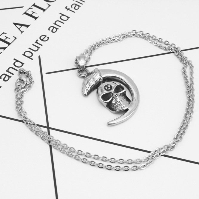 Kemstone 316L Stainless Steel Skull Pendant Necklace for Men Eagle Head Vintage Detail TN0072
