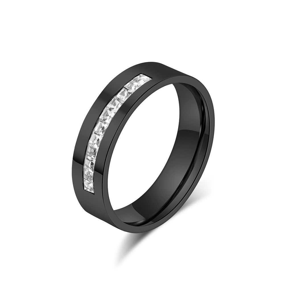 Titanium Steel Square Diamond Ring – Minimalist Power Jewelry for Women on the Move K-R949