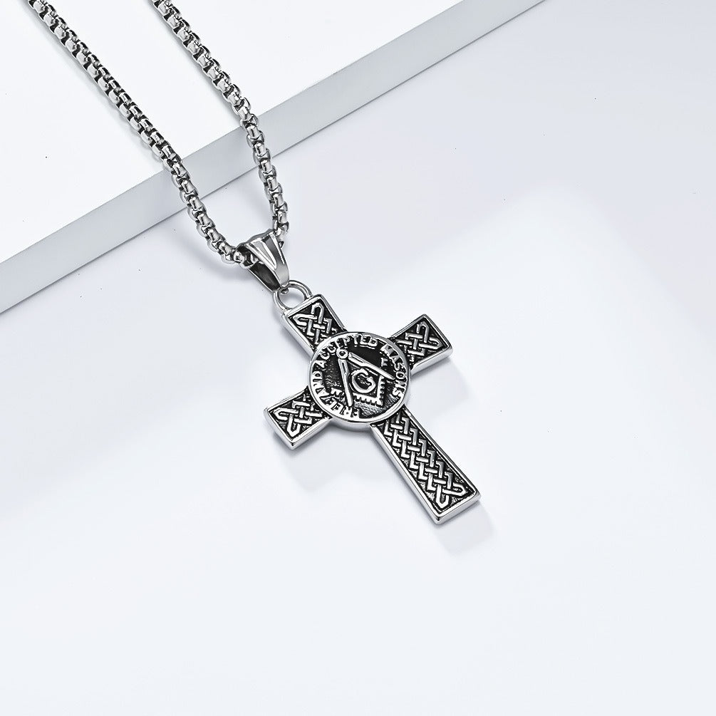 Kemstone Celtic Knot Cross Necklace for Men Stainless Steel Vintage K-PT569