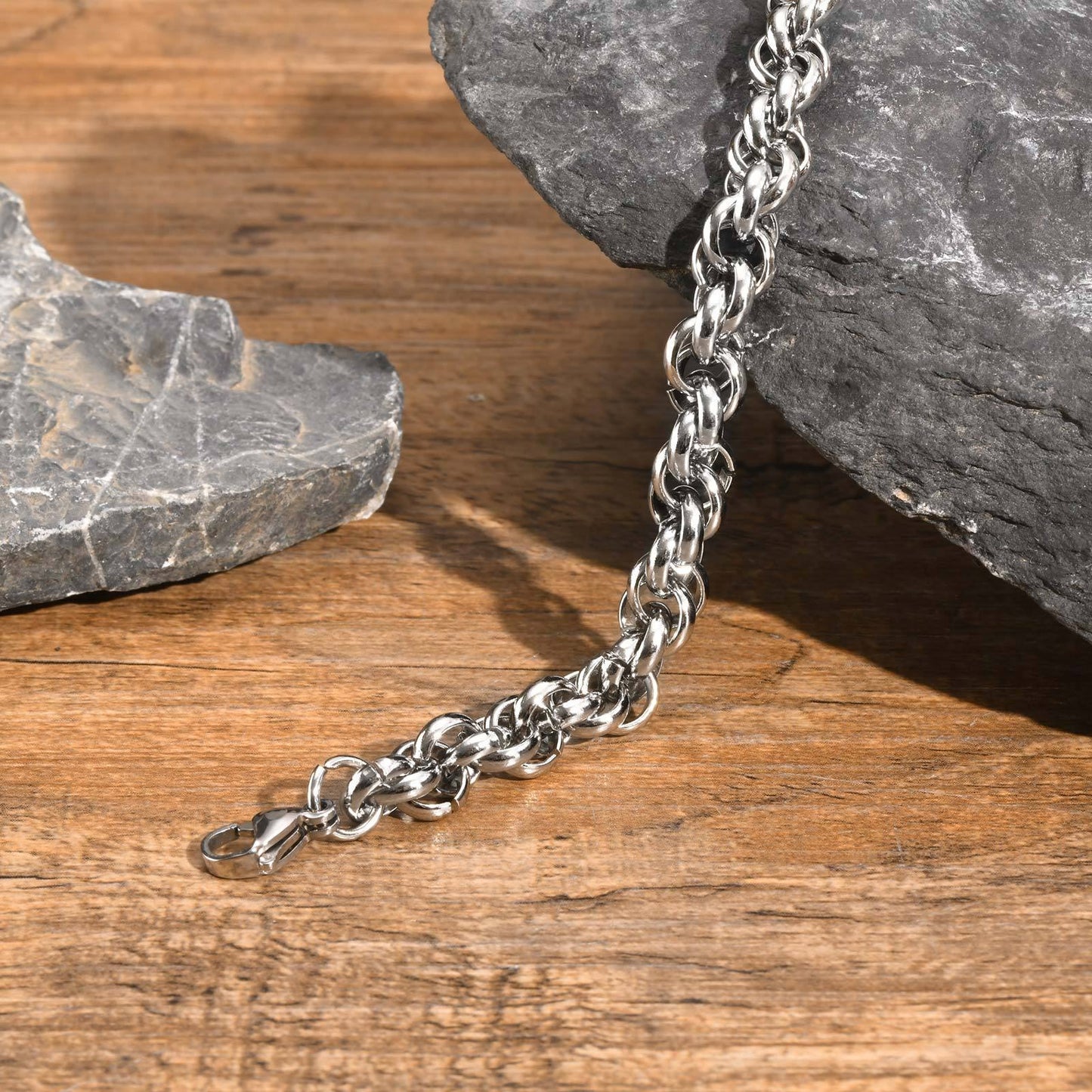 Kemstone Stainless Steel Twisted Rope Chain Bracelet for Men BR-2340