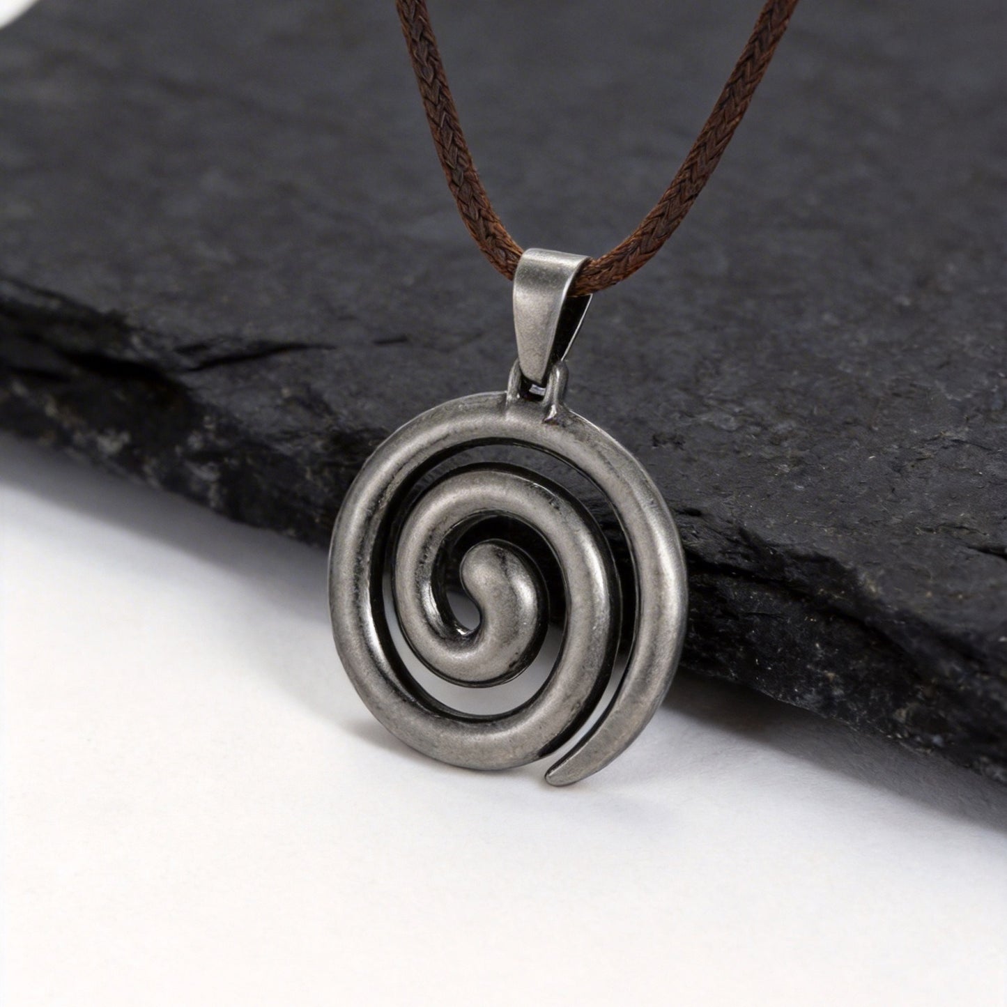 Kemstone Stainless Steel Spiral Pendant Necklace for Men Swirl Design PN-2299