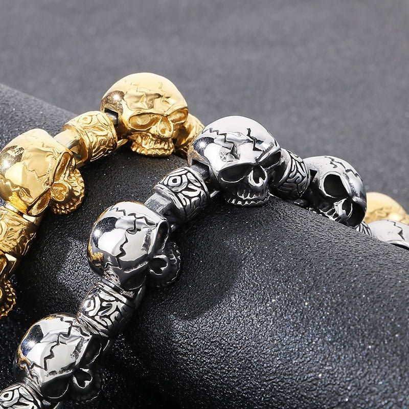 Kemstone Titanium Steel Skull Bead Bracelet for Men – Vintage Gothic Chain Design KB180528-KJX