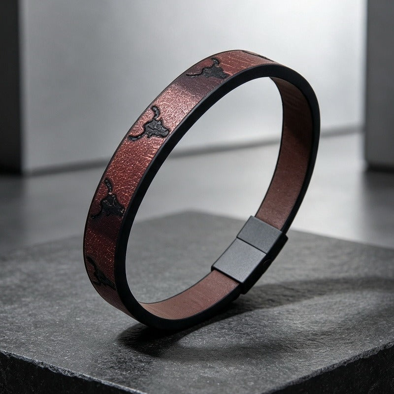 Kemstone Anchor Embossed Bracelet for Men Stainless Steel Clasp Vintage Nautical KB214759-SJ