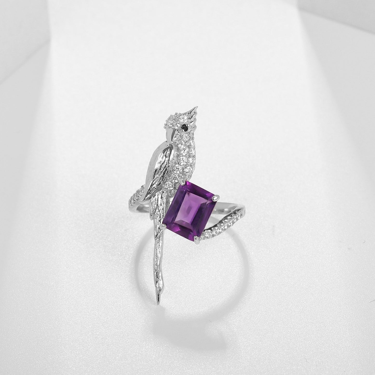 Anillo de plata de ley 925 con amatista y topacio azul cielo, diseño original artesanal de Kemstone, K245021R