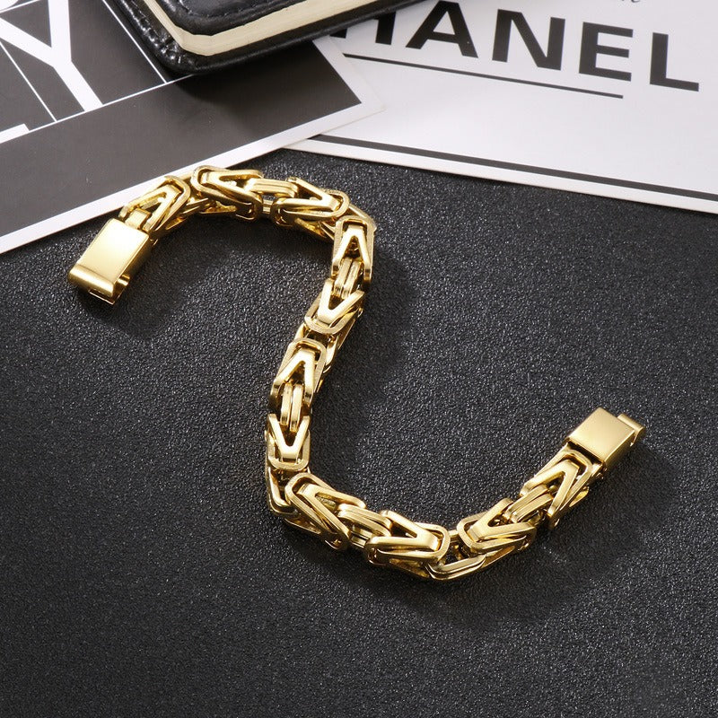 Kemstone Titanium Steel V-Link Chain Bracelet – Byzantine Hip Hop Style KB152638-KFC