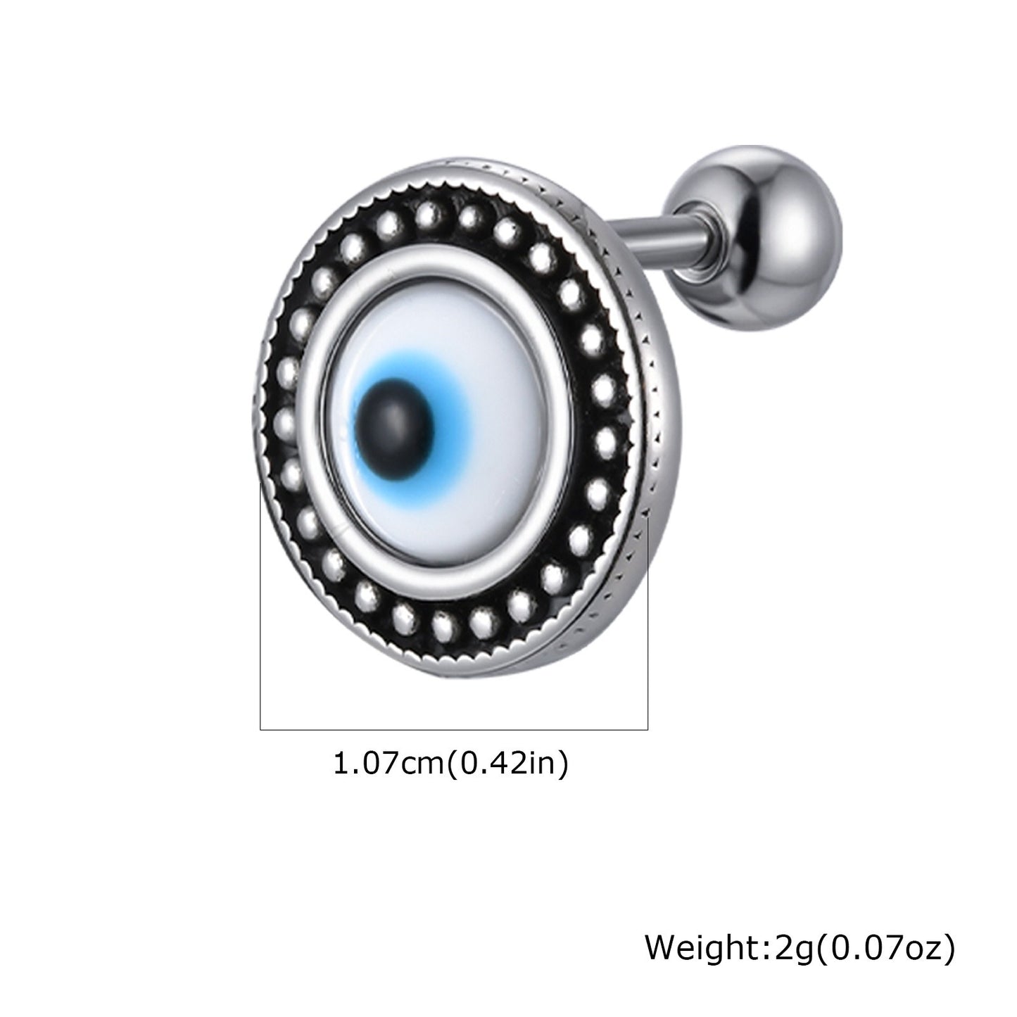 Kemstone Stainless Steel Blue Resin Eye Stud Earrings for Men – Boho Silver ES-766