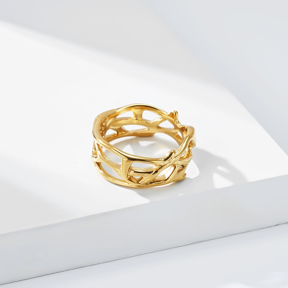 Kemstone Thorn Vine Ring for Men & Women Stainless Steel K-R1243