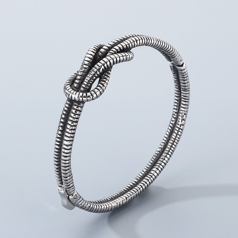 Kemstone Titanium Steel Ribbed Knot Bangle for Men KB202407-KJX