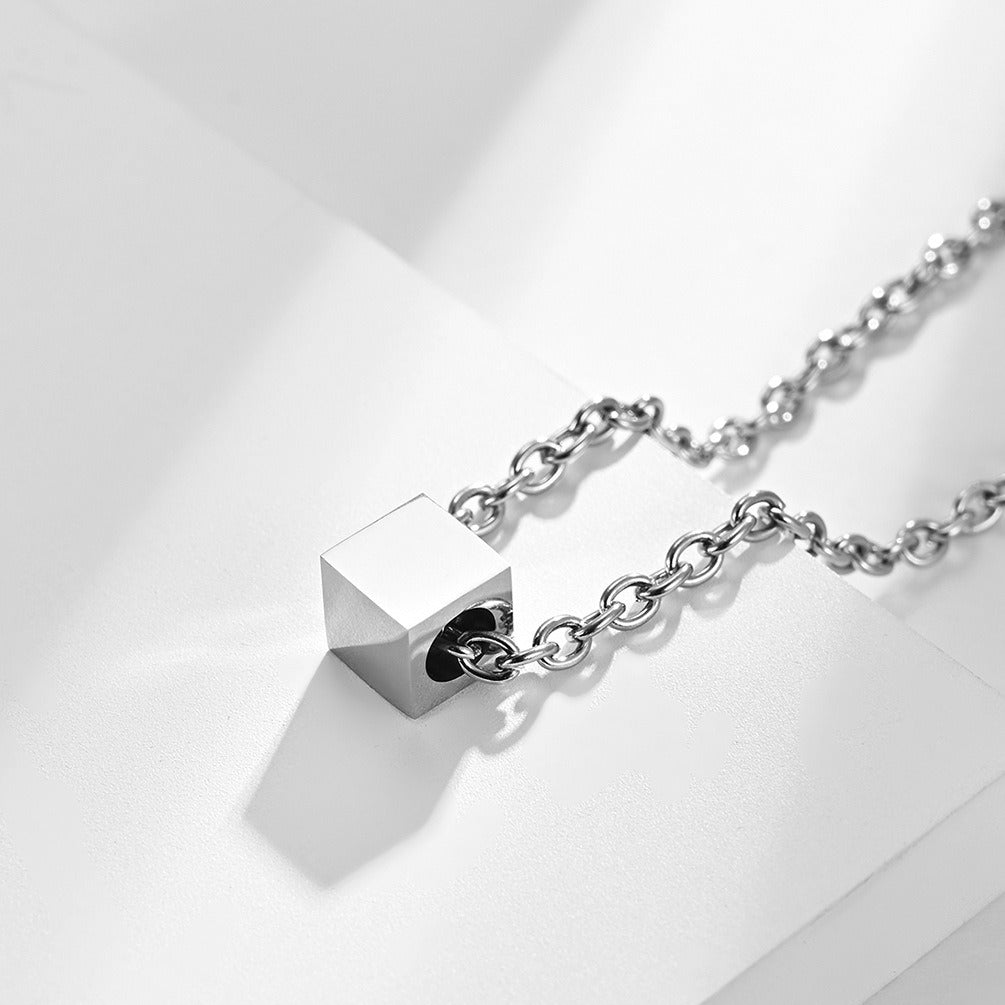 Kemstone Cube Pendant Necklace for Men Stainless Steel K-PT312