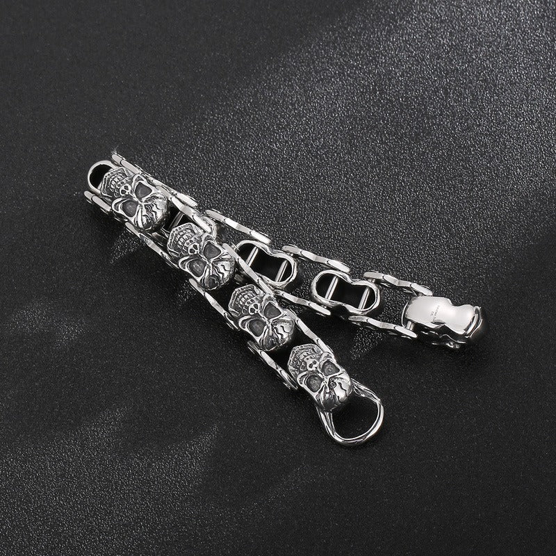 Kemstone Titanium Steel Skull Bracelet for Men – Punk Floral Design KB148349-KJX