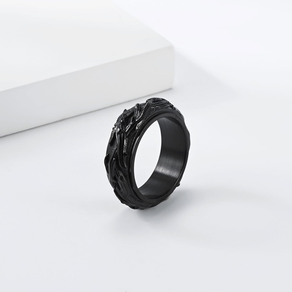Kemston Thorn Vine Spinner Ring for Men Stainless Steel Vintage Style K-R1195