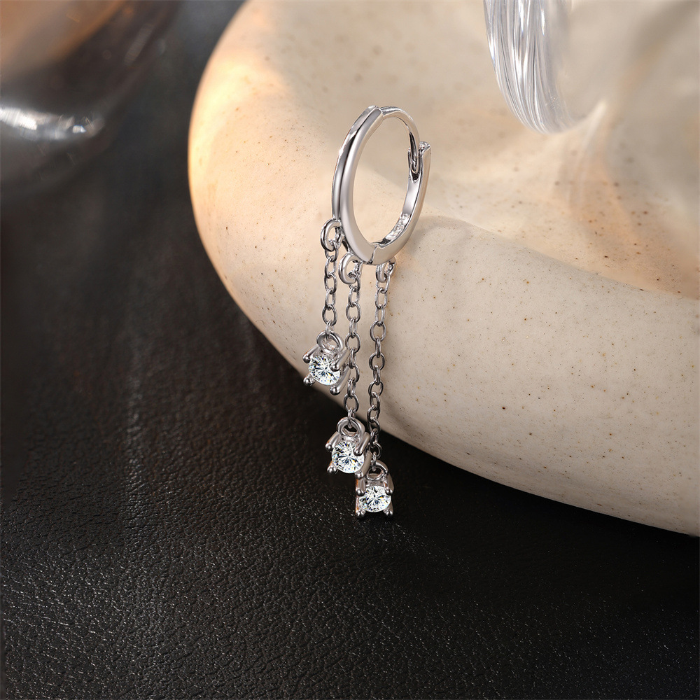 Kemstone S925 Sterling Silver Moissanite Chain Drop Earrings for Women M60222111717A