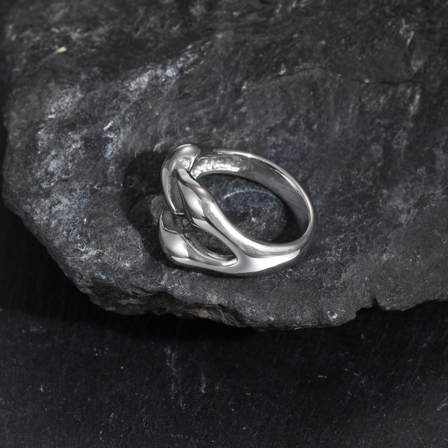 Kemstone Stainless Steel Claw Detail Ring for Men Geometric Metal Style RC-839