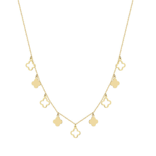 925 Sterling Silver Clover Necklace – Gold & Silver Four Leaf Pendant Choker | Kemstone