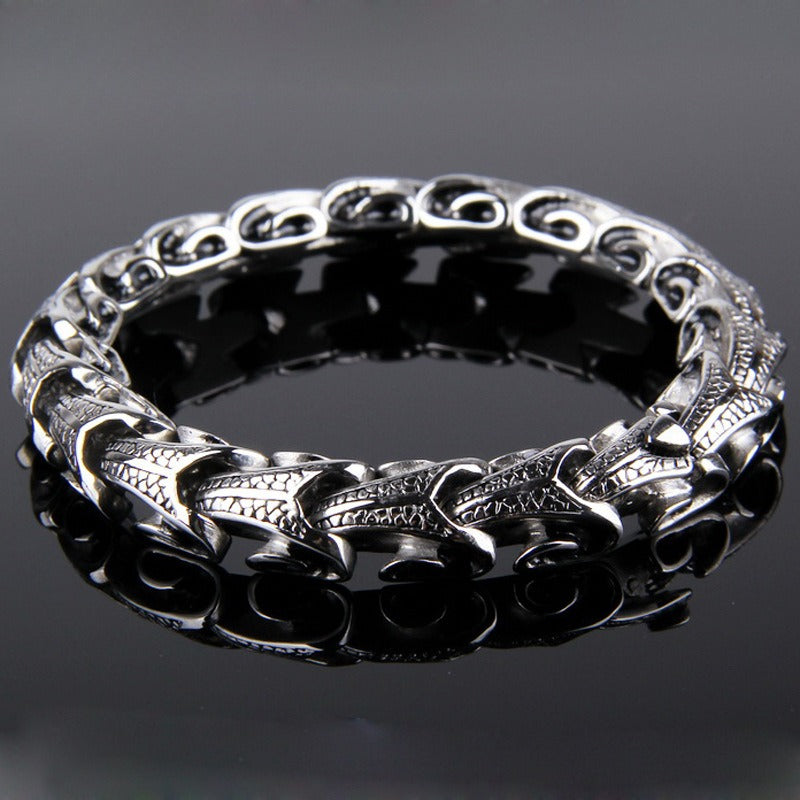 Kemstone Men’s Dragon Spine Chain Bracelet – 11mm Stainless Steel Gothic Norse KB40302-D