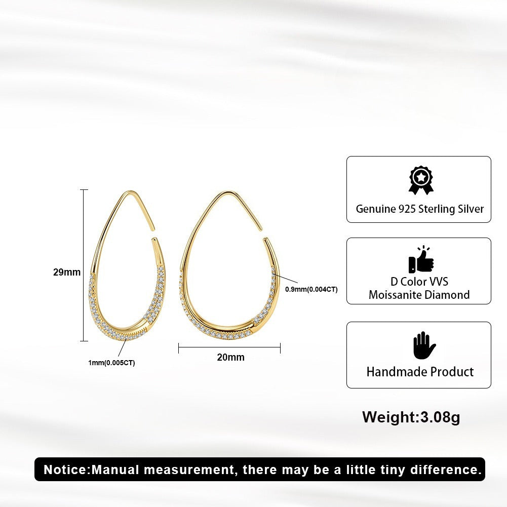 Kemstone Oval Hoop Moissanite Earrings for Women 925 Sterling Silver SMOE28