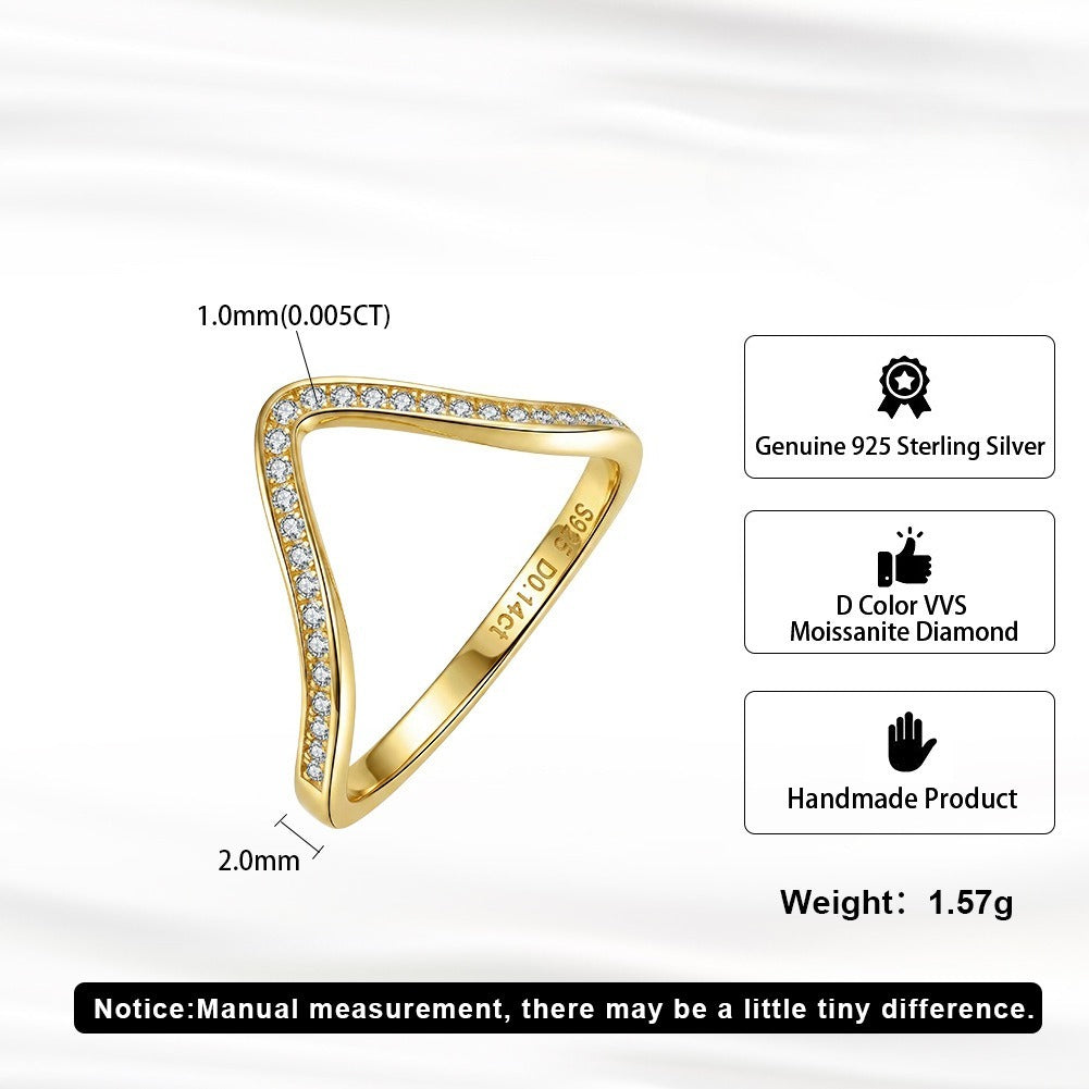Kemstone V-Shaped Moissanite Ring for Women 925 Sterling Silver SMOR34