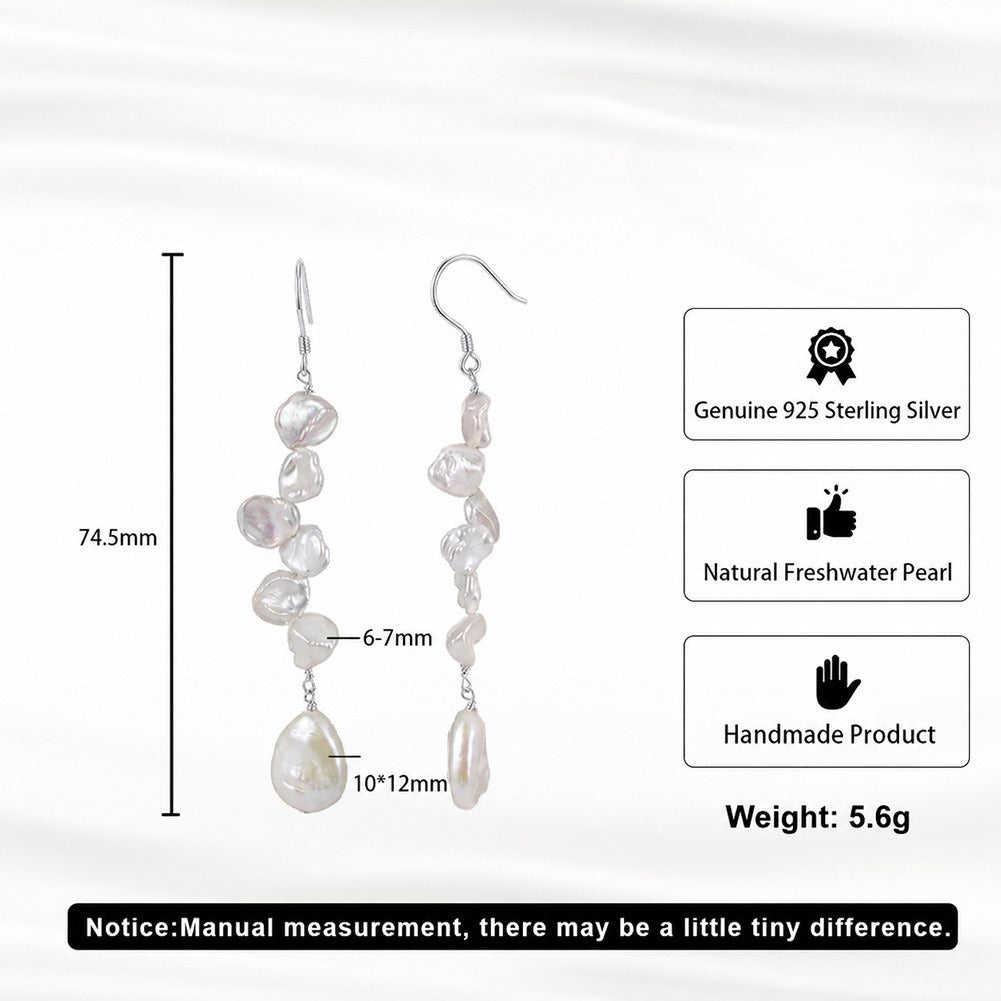 Kemstone Cascading Freshwater Pearl Drop Earrings for Women 925 Sterling Silver GPE158