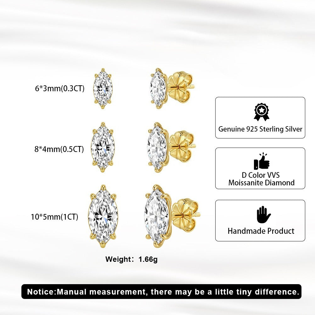 Kemston Marquise Moissanite Stud Earrings for Women 925 Sterling Silver SMOE24