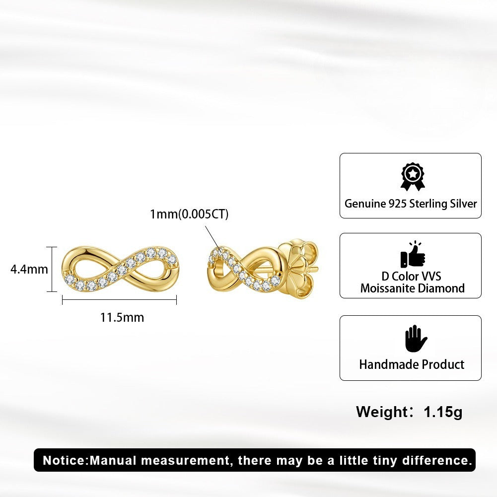 Kemstone Infinity Moissanite Stud Earrings for Women 925 Sterling Silver SMOE33