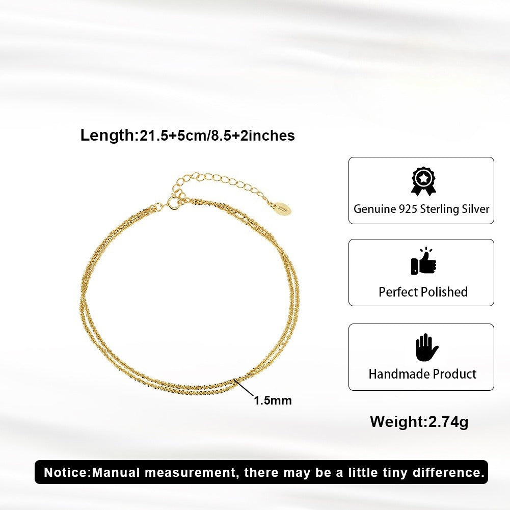 Kemstone 925 Sterling Silver Layered Anklet for Women Twisted Chain Gold Silver SA96