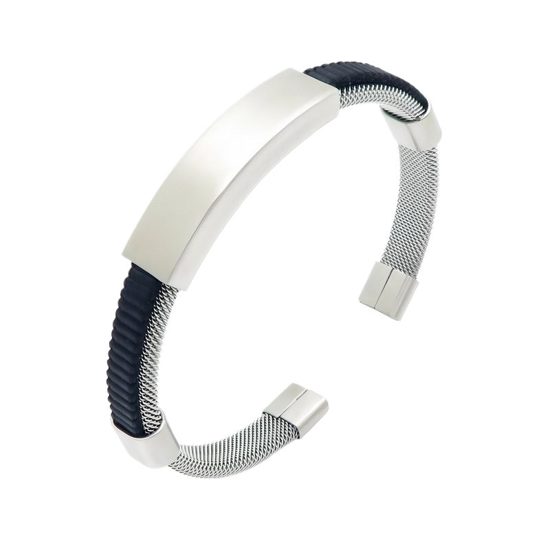 Kemstone Titanium Steel Mesh Cuff Bracelet for Men Woven Bar Design KB147885-KLHQ
