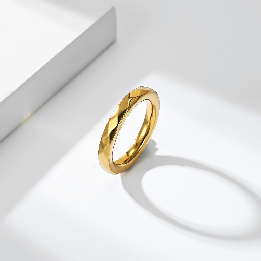 Kemstone Faceted Ring for Men Stainless Steel Rounded Edge K-R1232