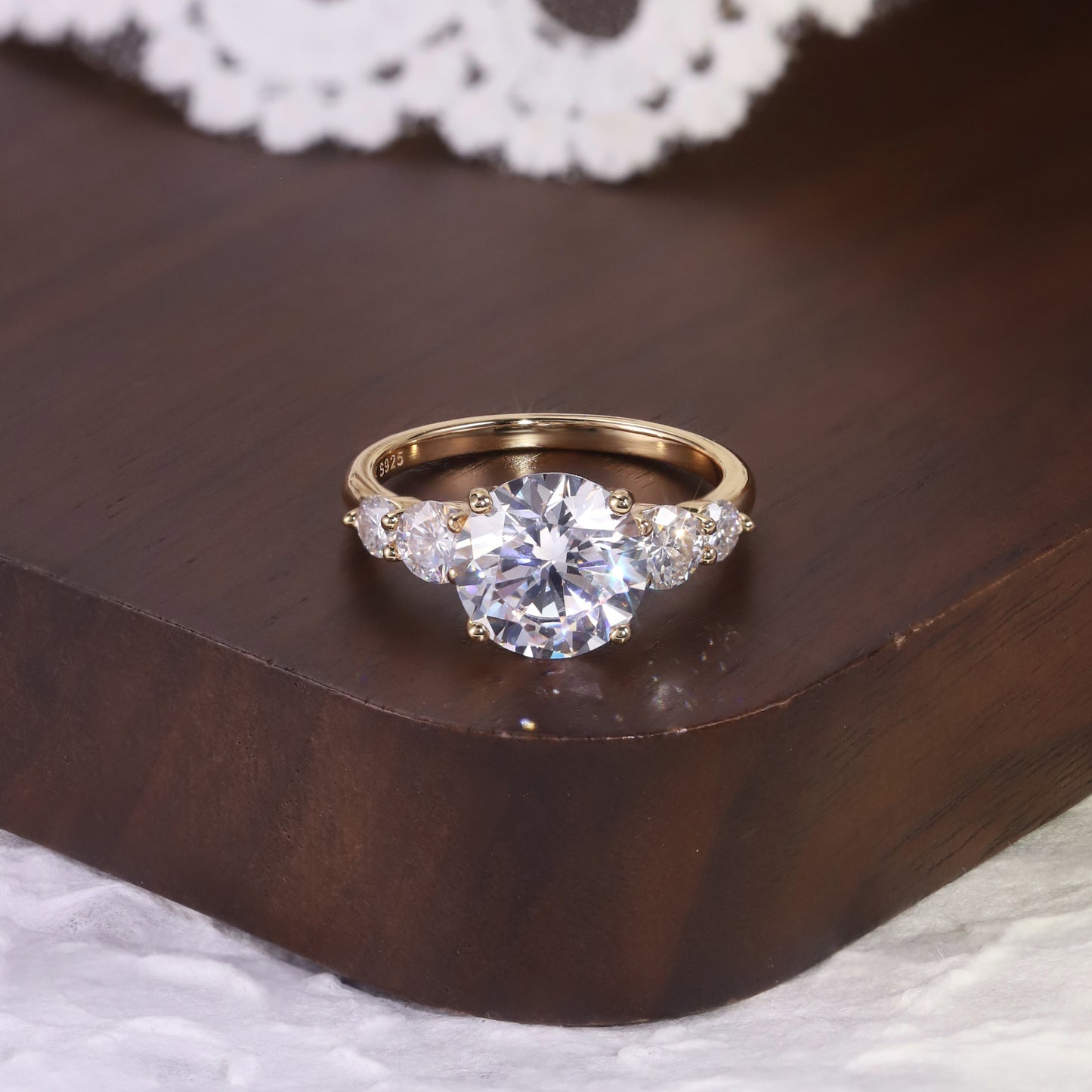 Kemstone S925 Gold Plated Round Moissanite Five-Stone Ring Collection