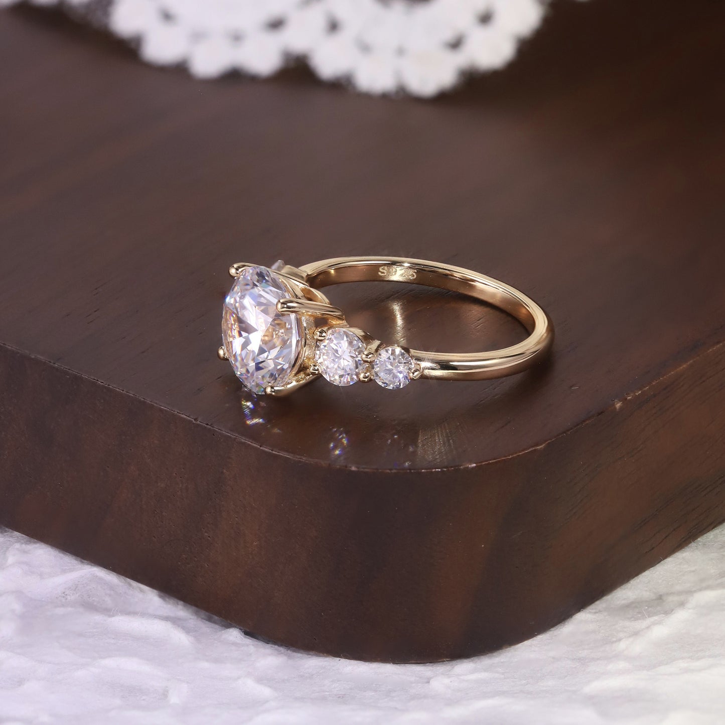 Kemstone S925 Gold Plated Round Moissanite Five-Stone Ring Collection