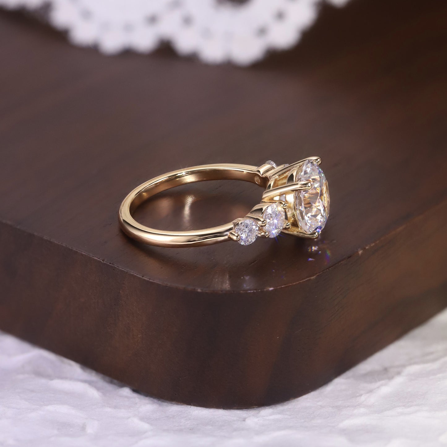 Kemstone S925 Gold Plated Round Moissanite Five-Stone Ring Collection