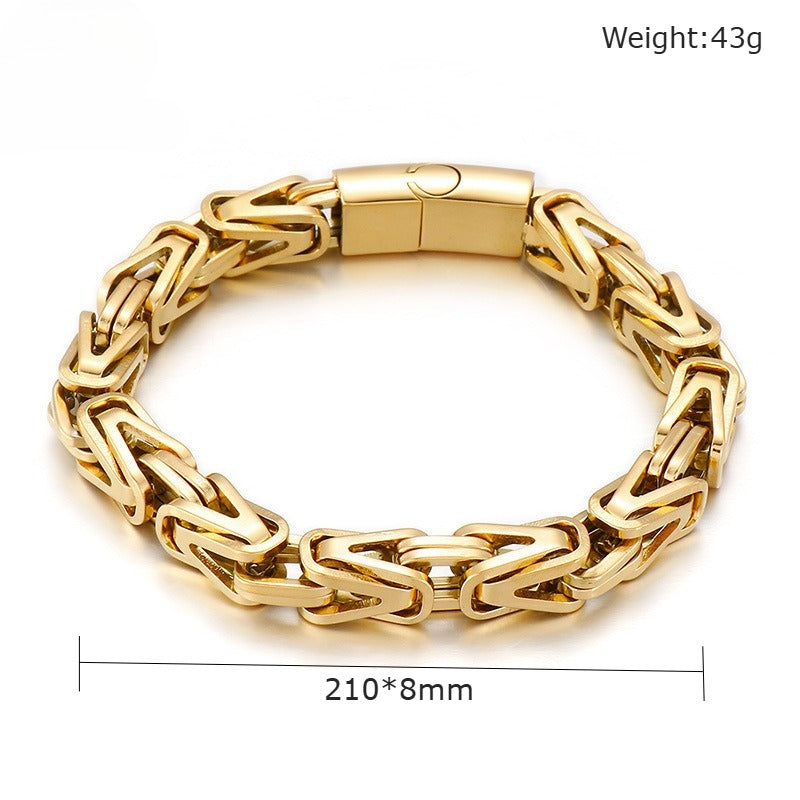 Kemstone Titanium Steel V-Link Chain Bracelet – Byzantine Hip Hop Style KB152638-KFC