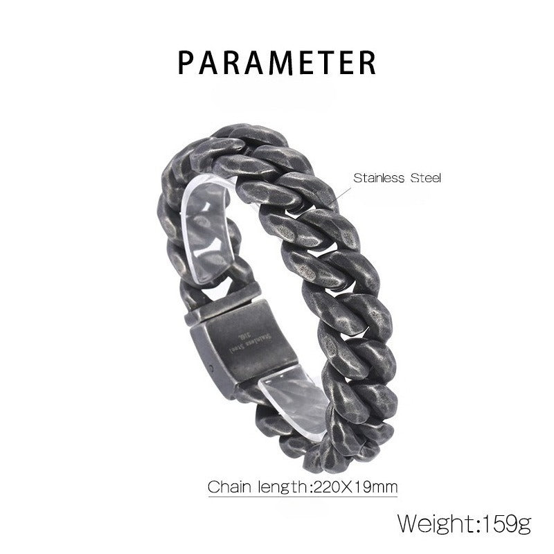 Kemstone Aged Black Cuban Link Bracelet for Men Titanium Steel KB161367-KJX