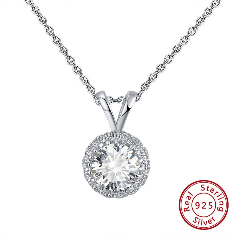 Kemstone 925 Sterling Silver Cubic Zirconia Halo Pendant Necklace for Women SN215
