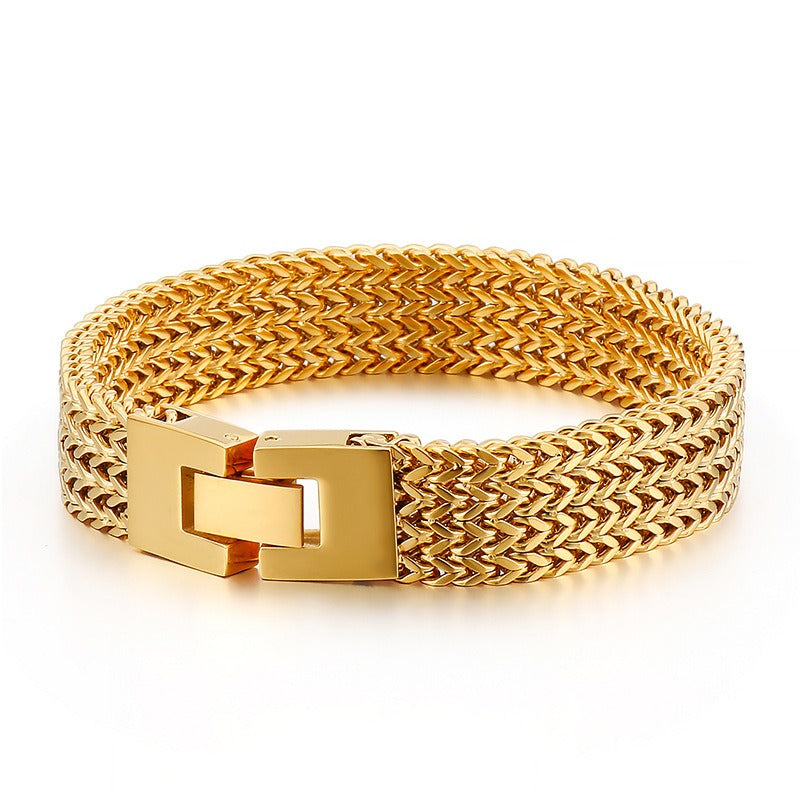 Kemstone Dragon Scale Chain Bracelet – Stainless Steel Fishbone Link with Box Clasp KB130184