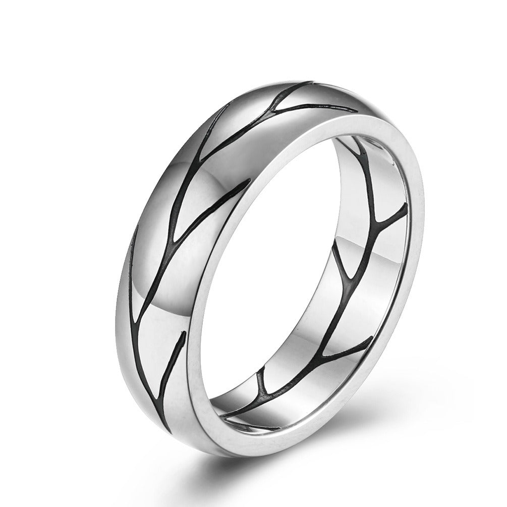 Kemstone Crack Texture Ring Stainless Steel for Men Gold Silver K-R414