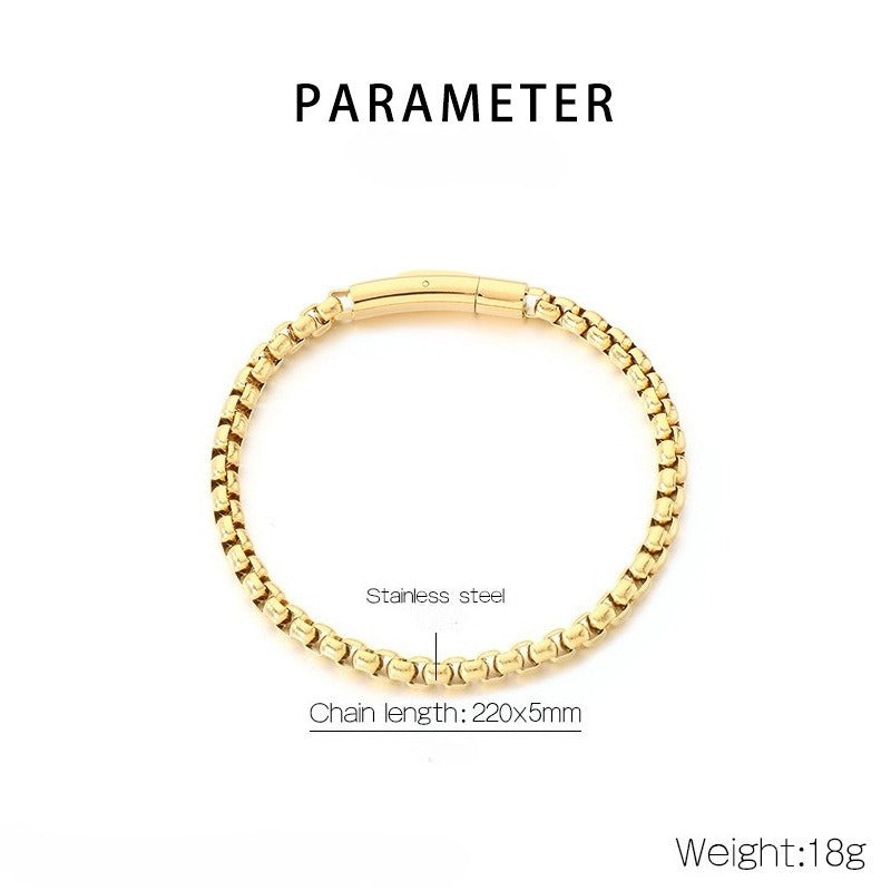 Kemstone Titanium Steel Square Bead Chain Bracelet for Men KB145394-KFC