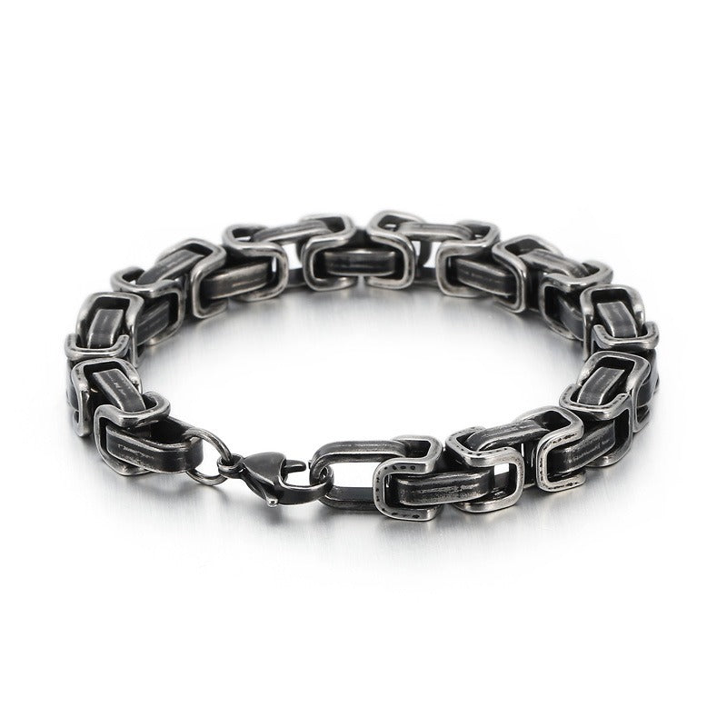 Kemstone Viking Emperor Chain Bracelet – Vintage Stainless Steel Armor-Link Design for Men KB130684-Z
