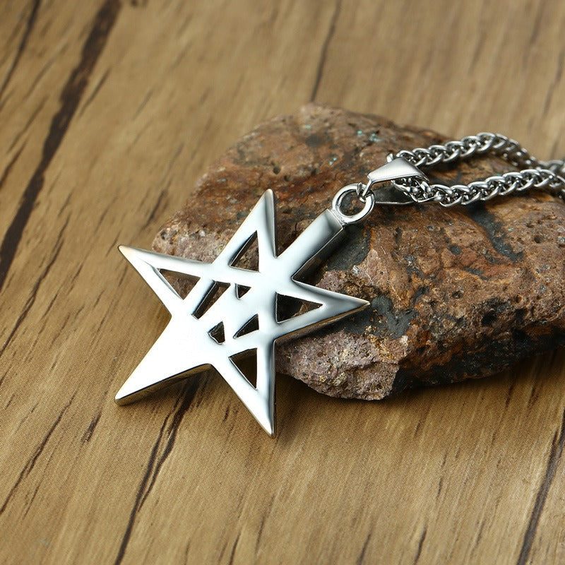 Kemstone Stainless Steel Lightning Bolt Star Pendant Necklace for Men PN-1164
