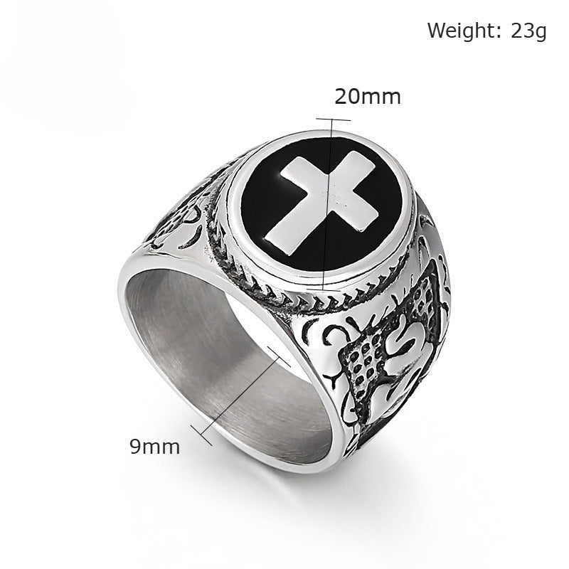 Kemstone Vintage Cross Signet Ring for Men KR101550-KFC