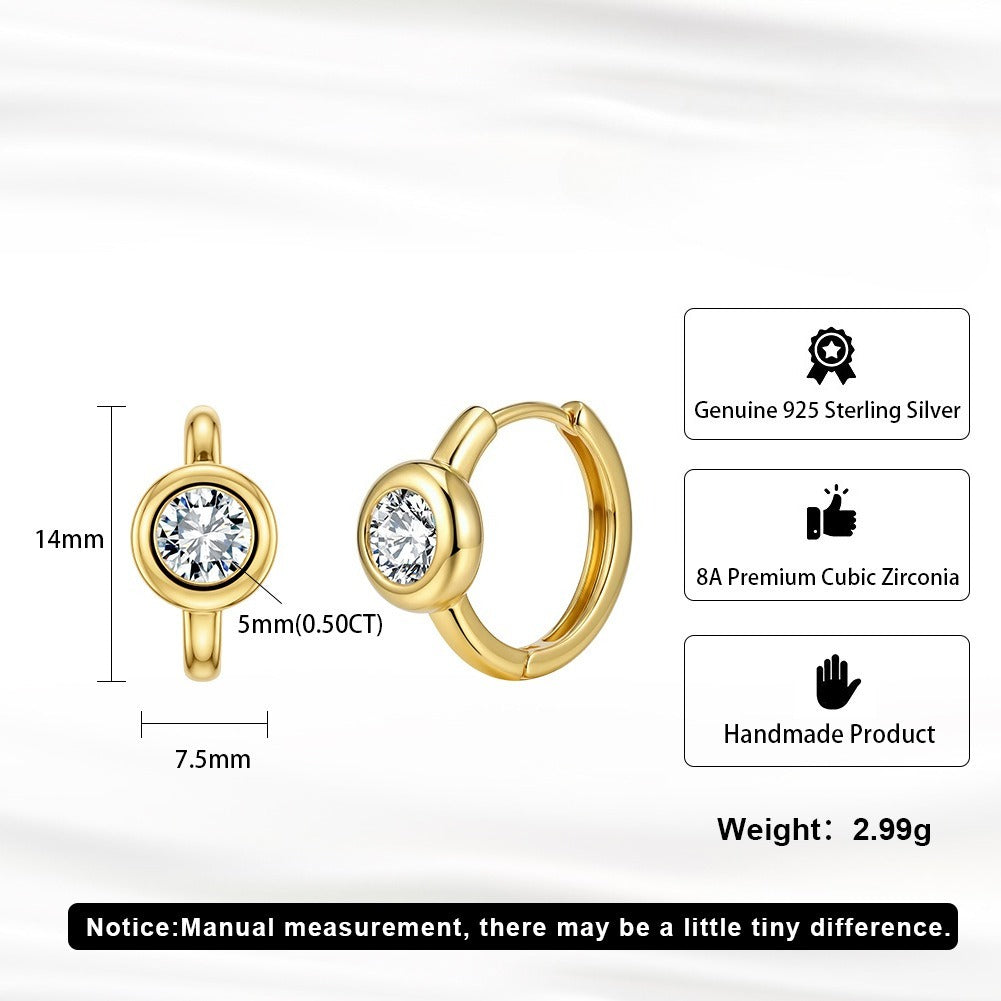Kemstone Cubic Zirconia Earrings for Women 925 Sterling Silver Round Stud LZE68