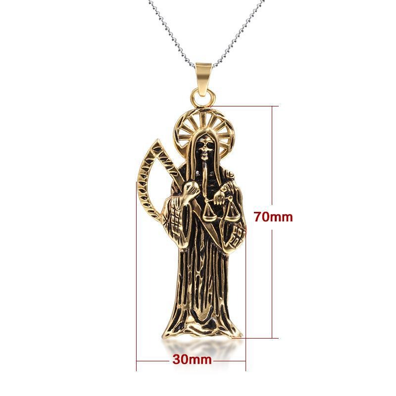 Kemstone Stainless Steel Skeleton Pendant Necklace for Men Gold Tone Gothic PN-194